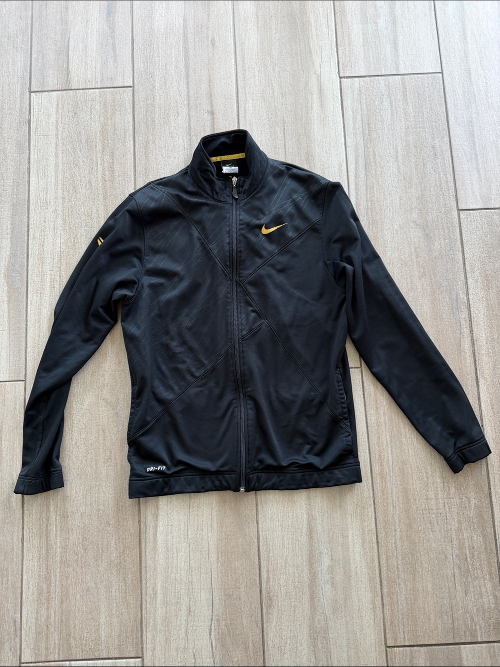 Nike Black Performance Zip-Up Jacket with Gold Swoosh